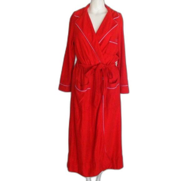 PIERRE CARDIN Velour Robe, M/L, Red, Logo Pocket, Long sleeves, VINTAGE - Picture 8 of 12